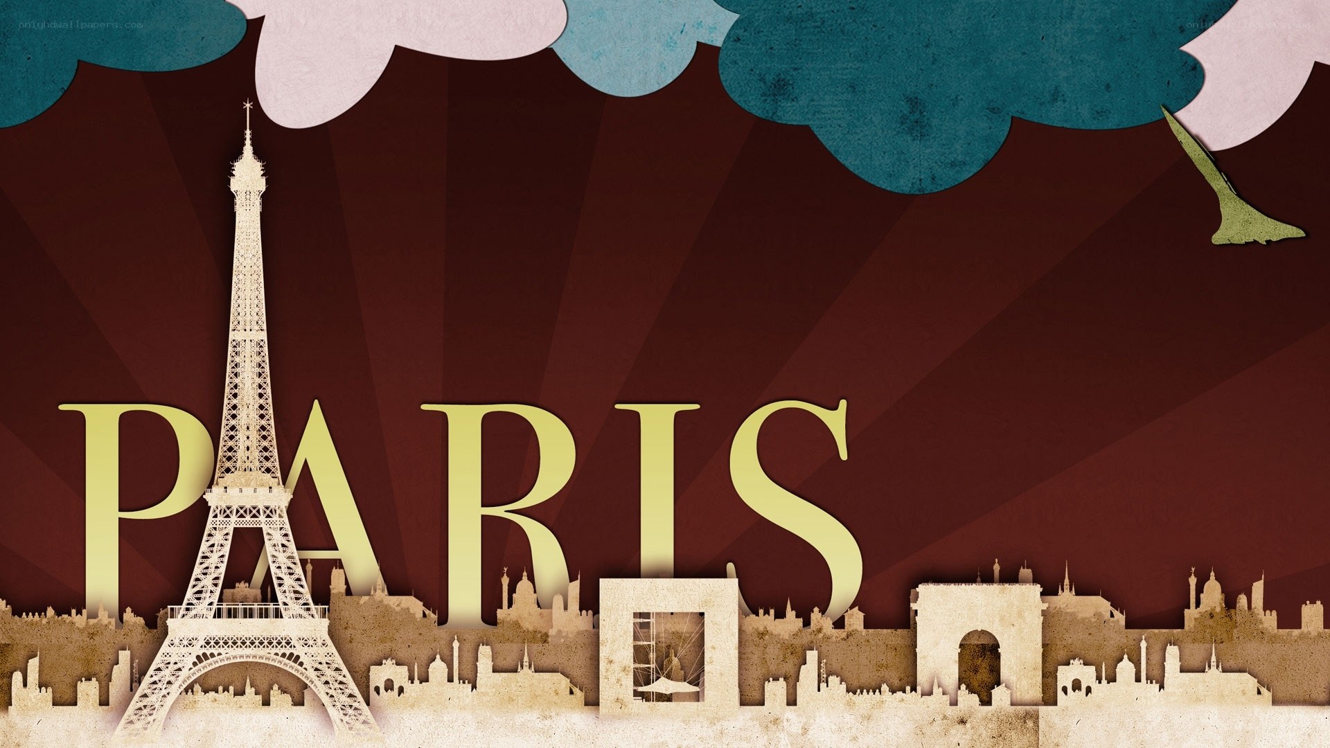 Paris skyline art illustration