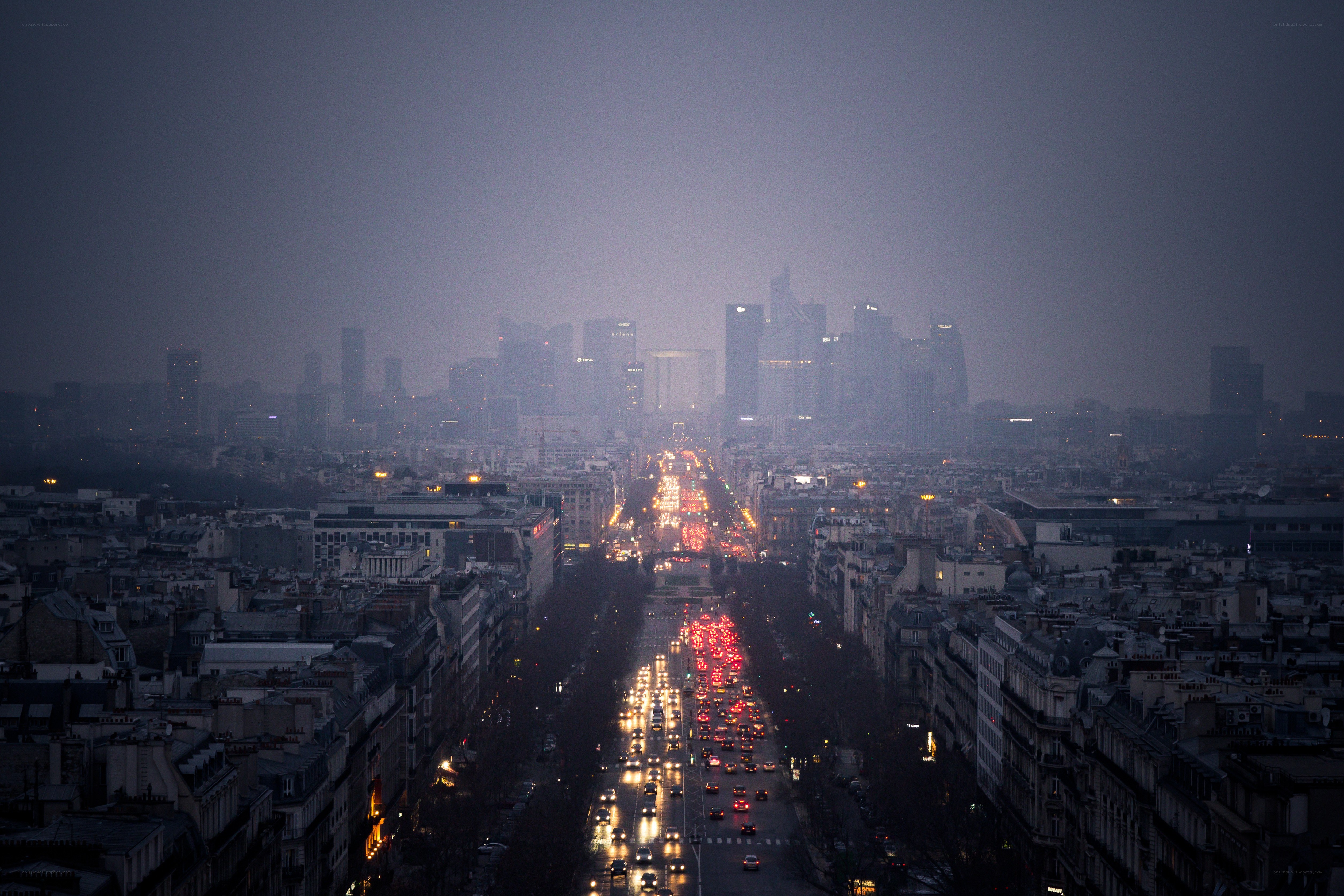 Paris skyline at dusk