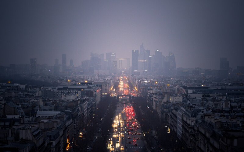 Paris skyline at dusk