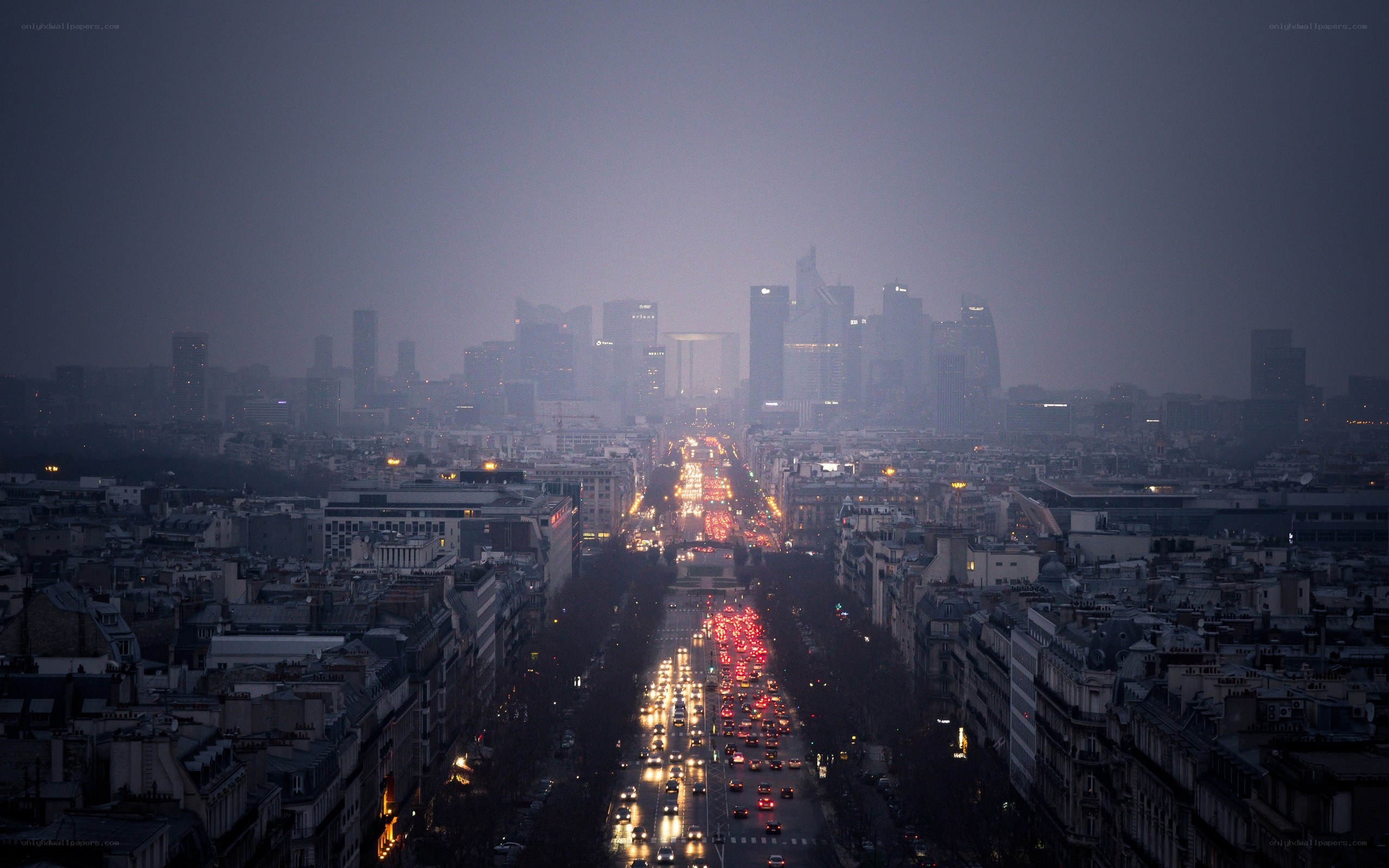 Paris skyline at dusk