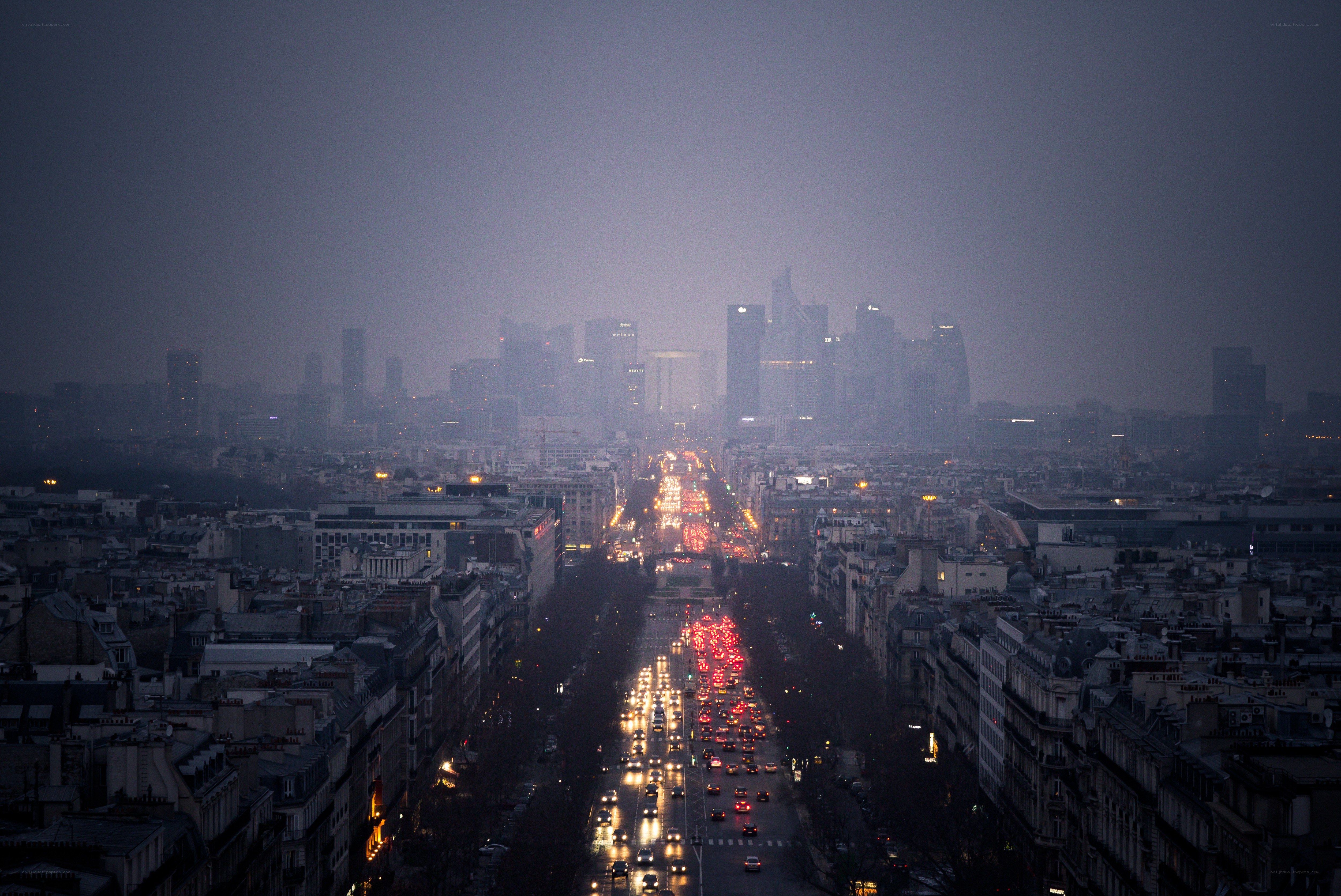 Paris skyline at dusk
