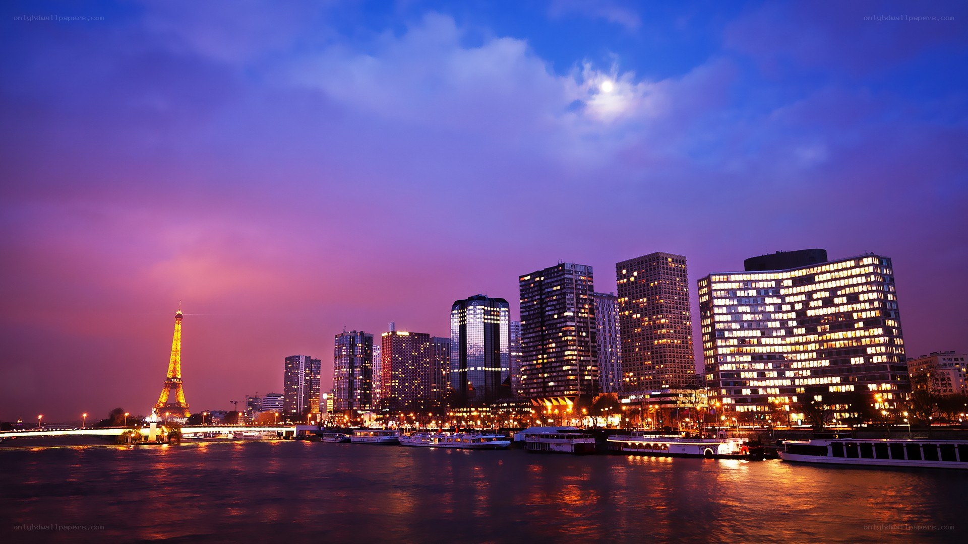 Paris skyline at dusk