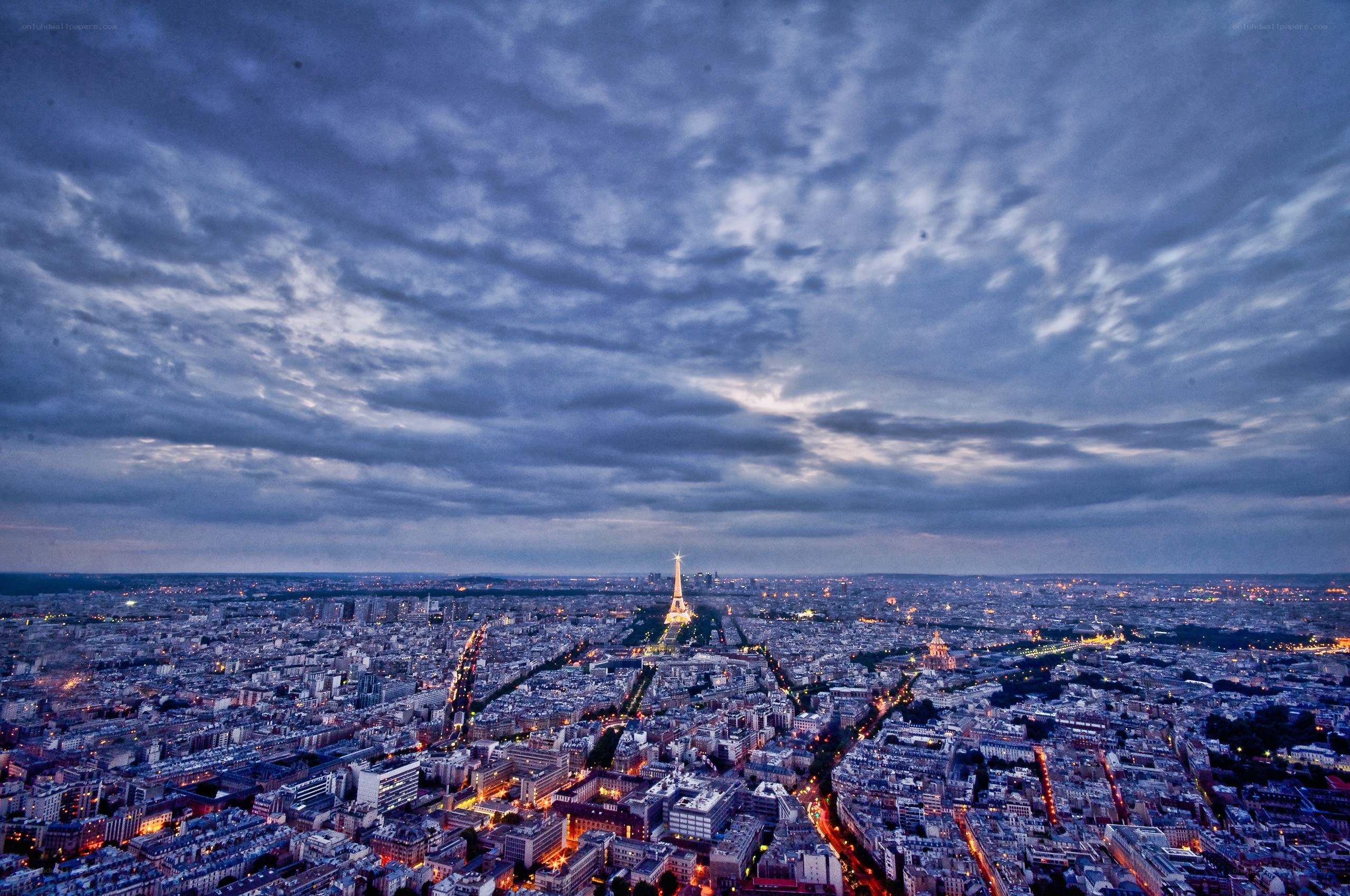 Paris skyline at dusk