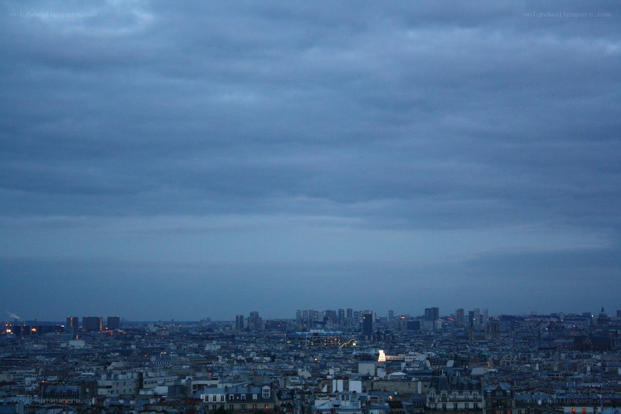 Paris skyline at dusk