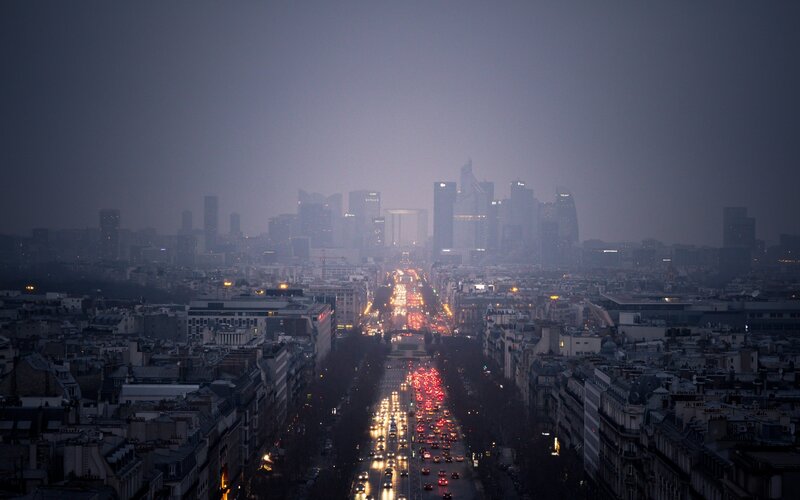 Paris skyline at dusk