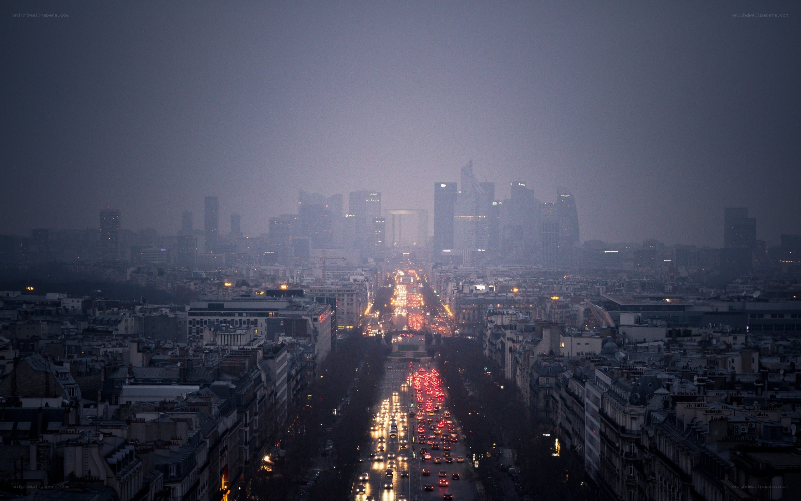 Paris skyline at dusk