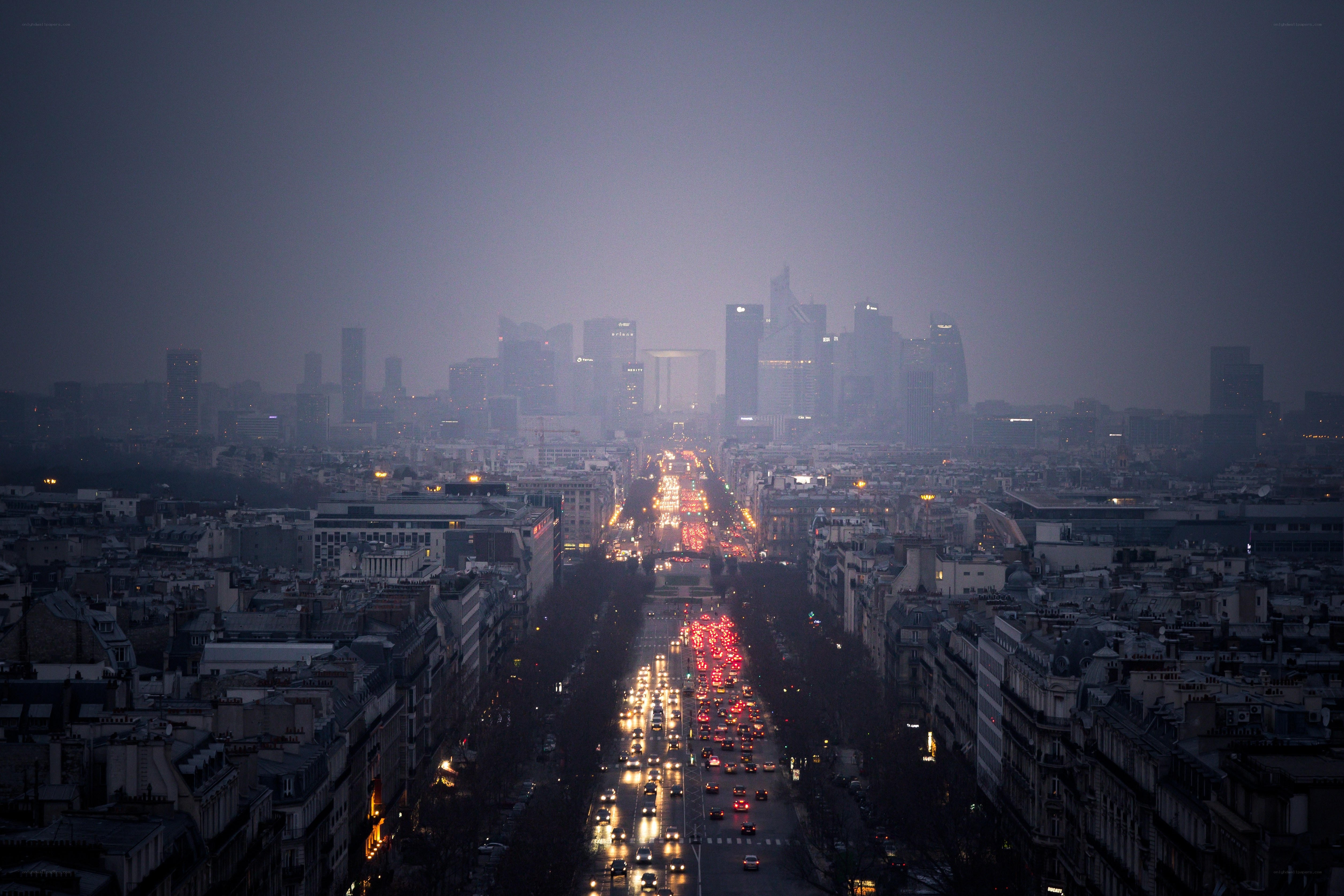 Paris skyline at dusk