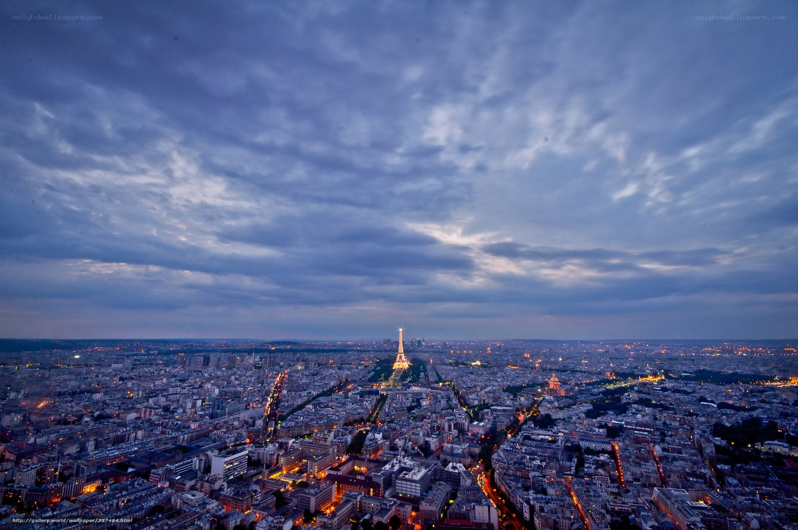 Paris skyline at dusk