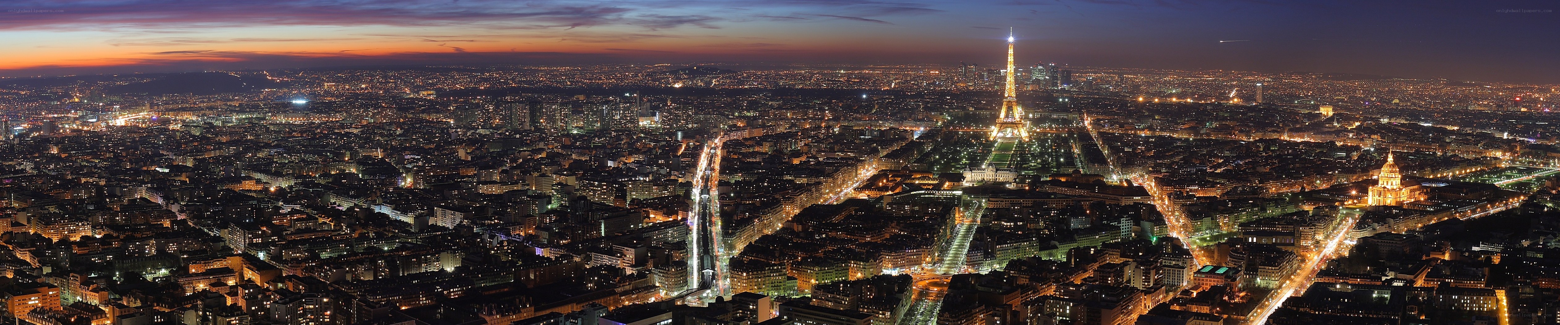 Paris skyline at dusk