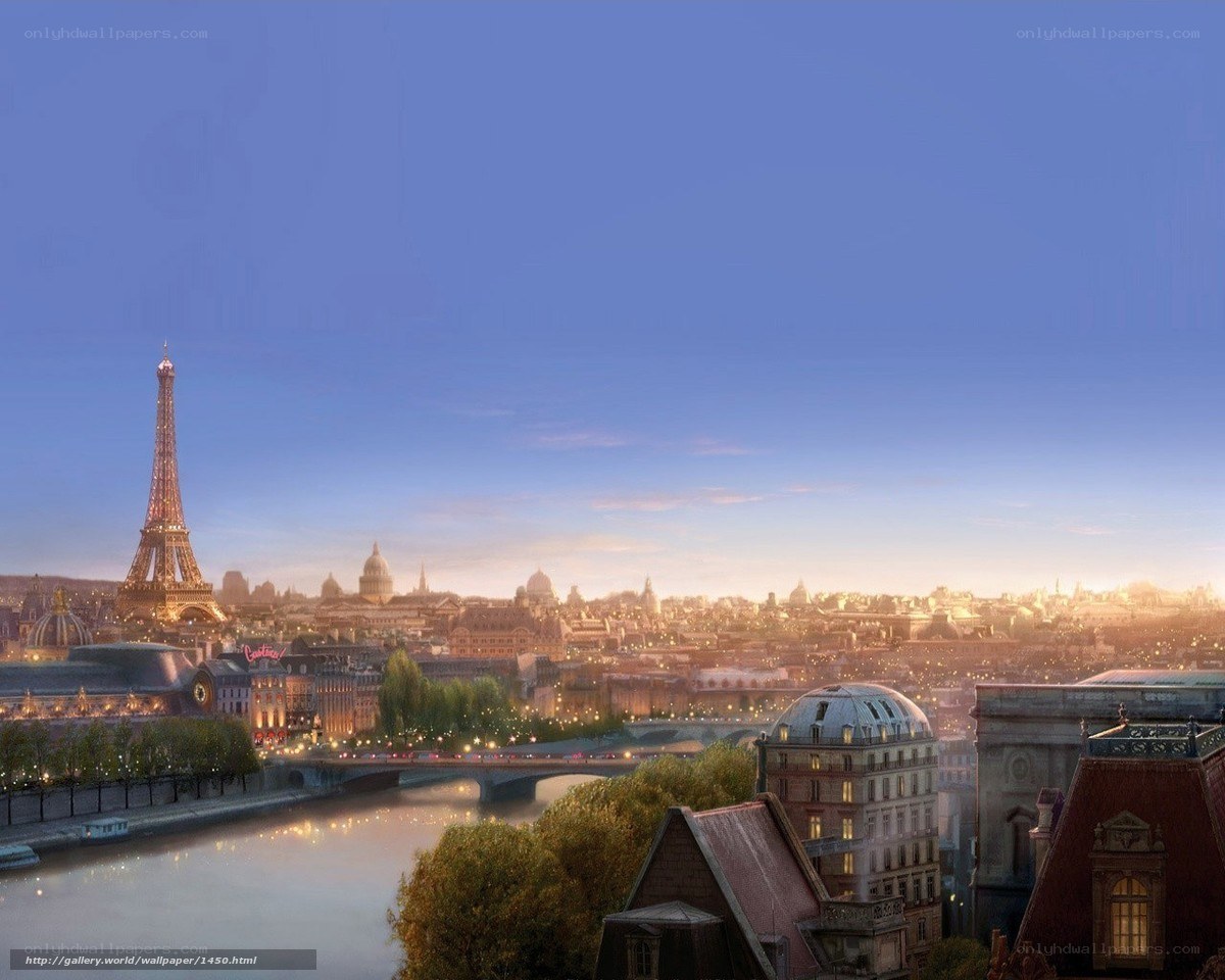 Paris skyline at dusk