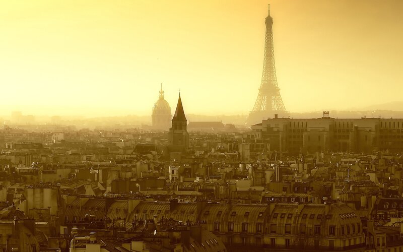 Paris skyline at golden hour