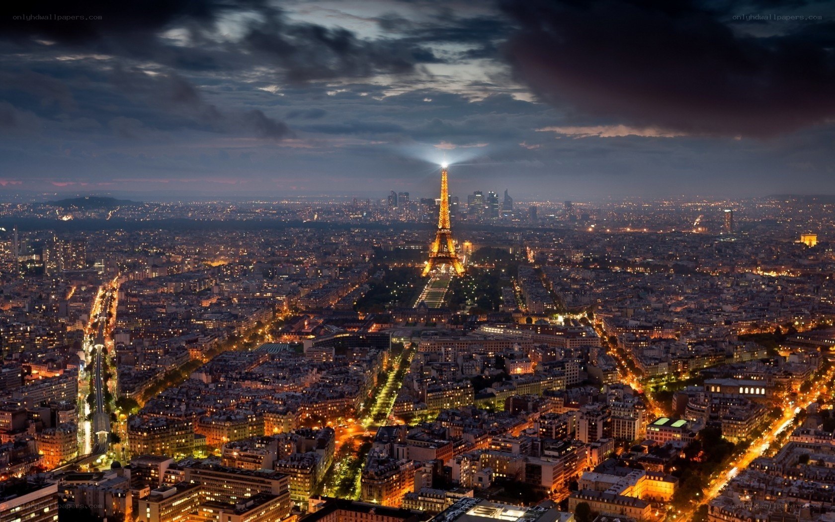 Paris skyline at night