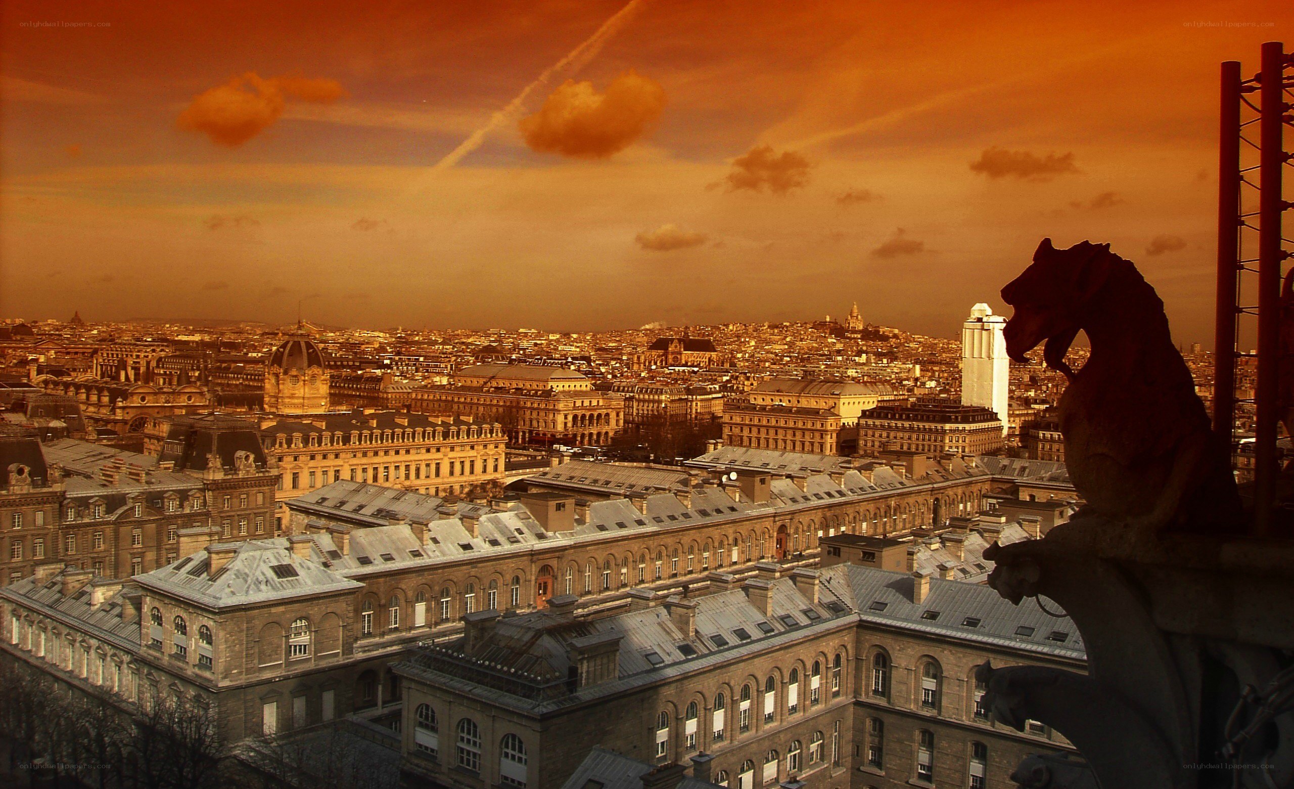 Paris skyline at sunset