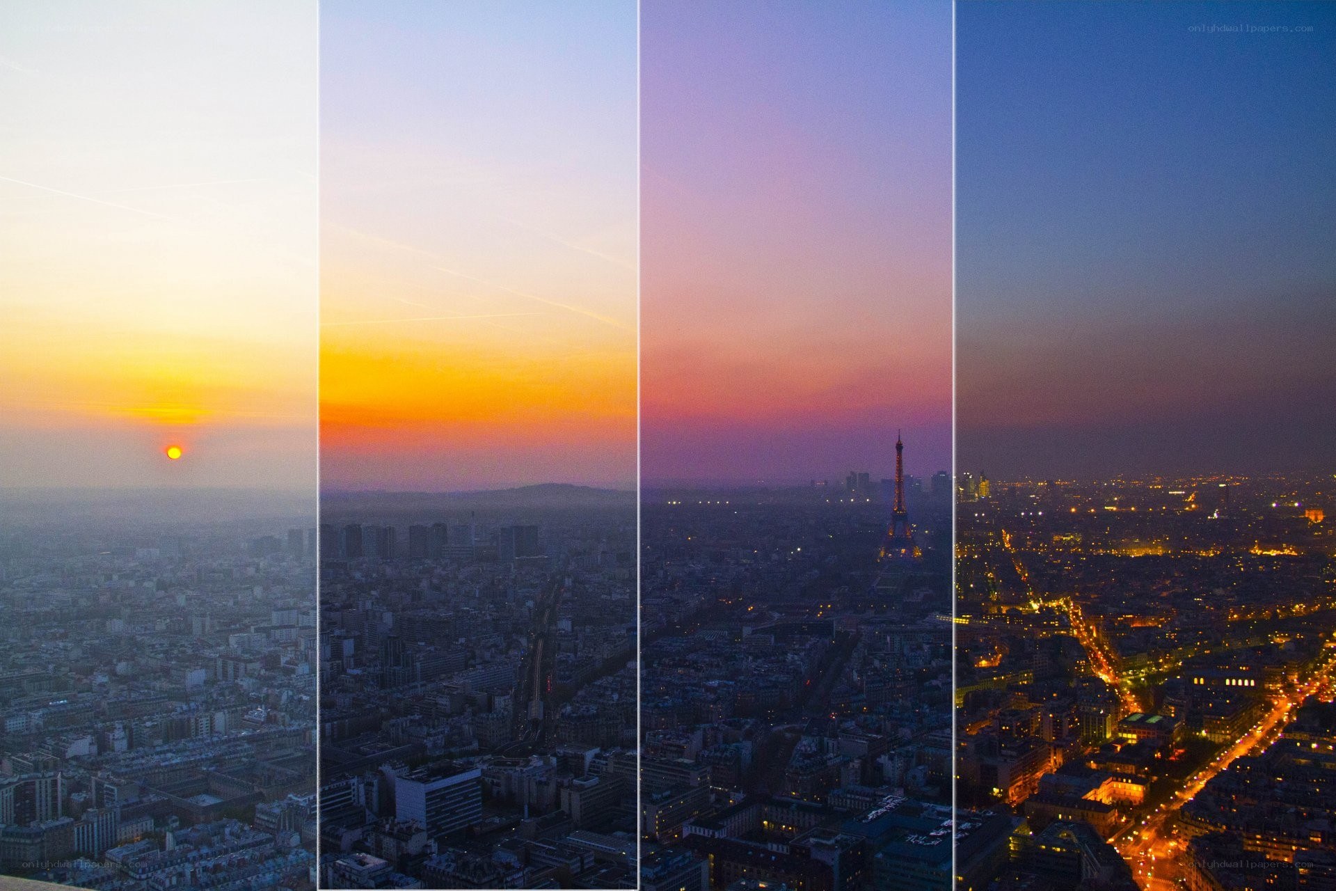 Paris skyline at sunset