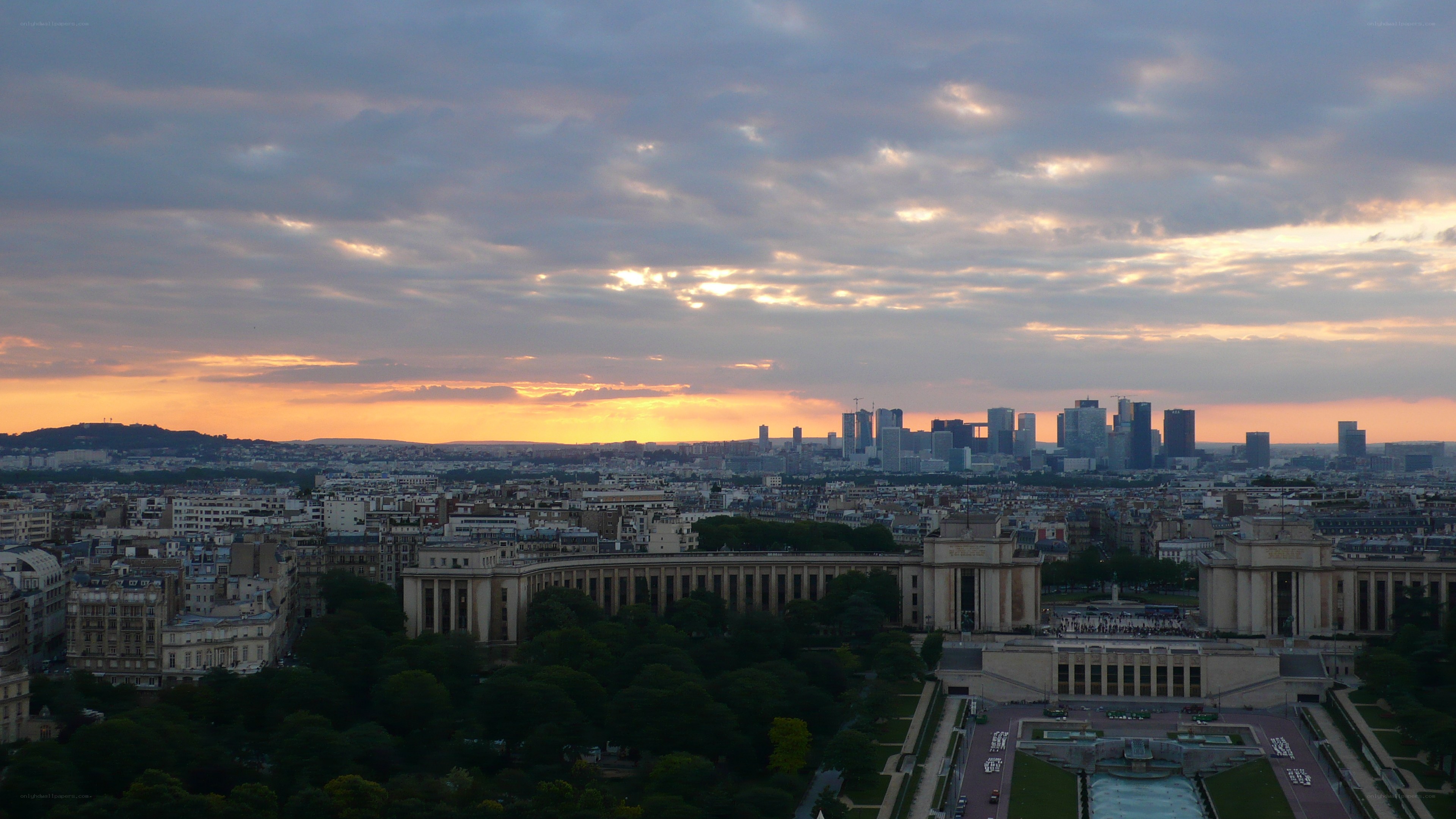 Paris skyline at sunset