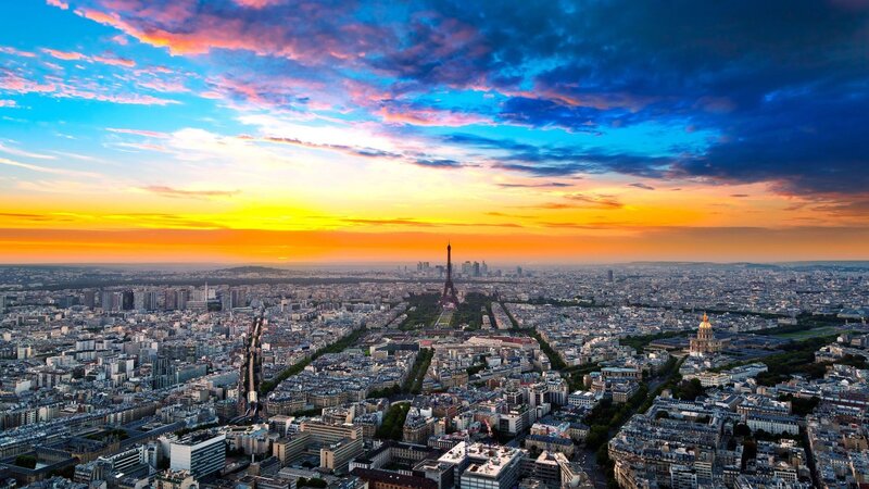 Paris Skyline at Sunset — Blue, Dramatic