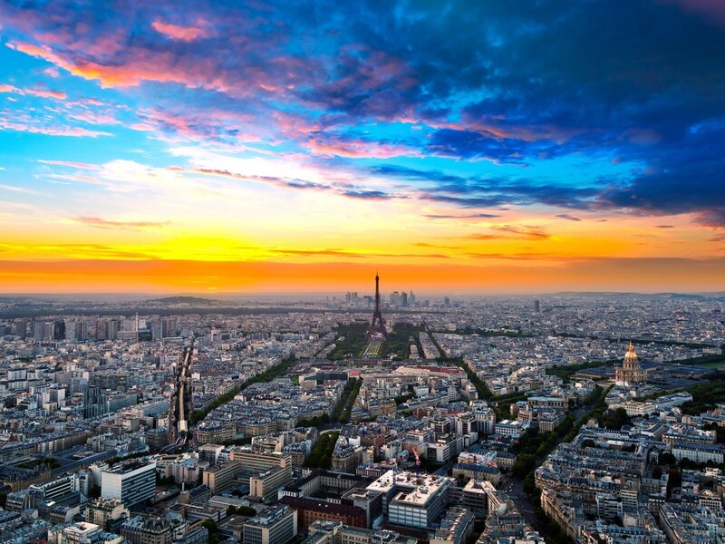 Paris Skyline at Sunset — Blue