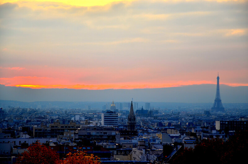 Paris Skyline at Sunset — Orange, Serene