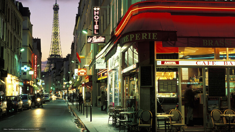Paris Street at Dusk — Red