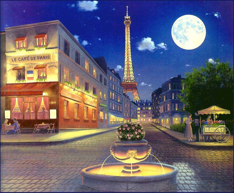 Paris Street at Night