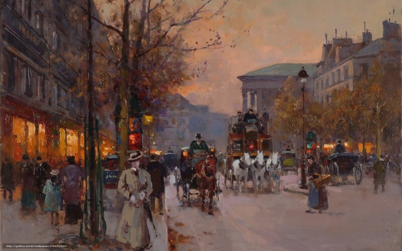 Paris Street Scene at Dusk