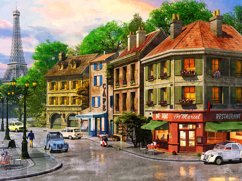Paris Street Scene — Red, Serene