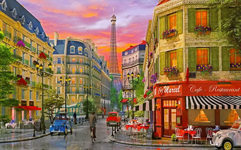 Paris Street Scene — Red