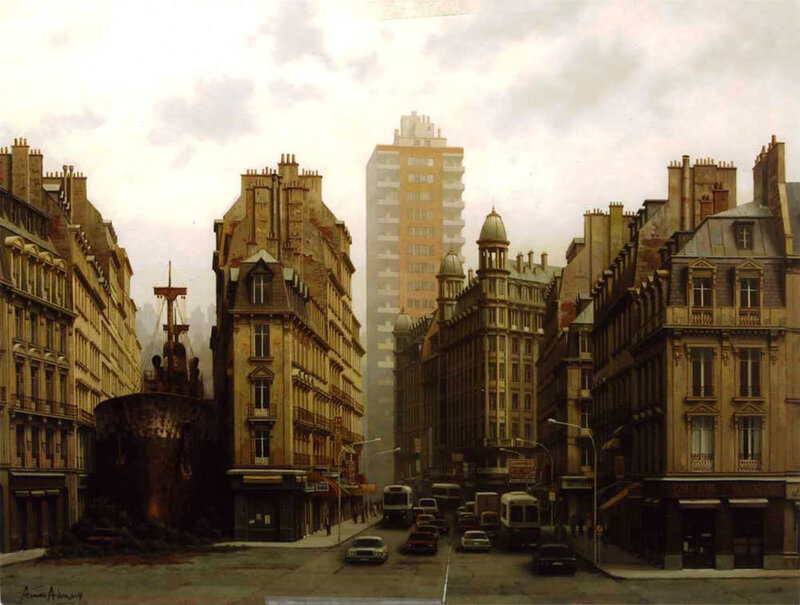 Paris street scene with ship