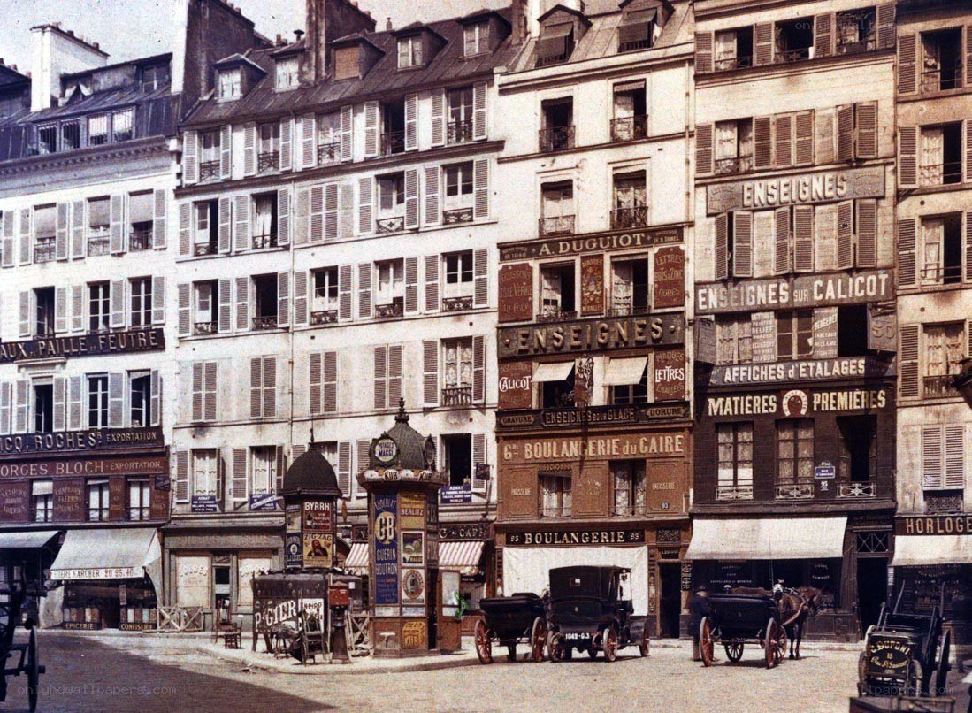 Paris street scene with shops