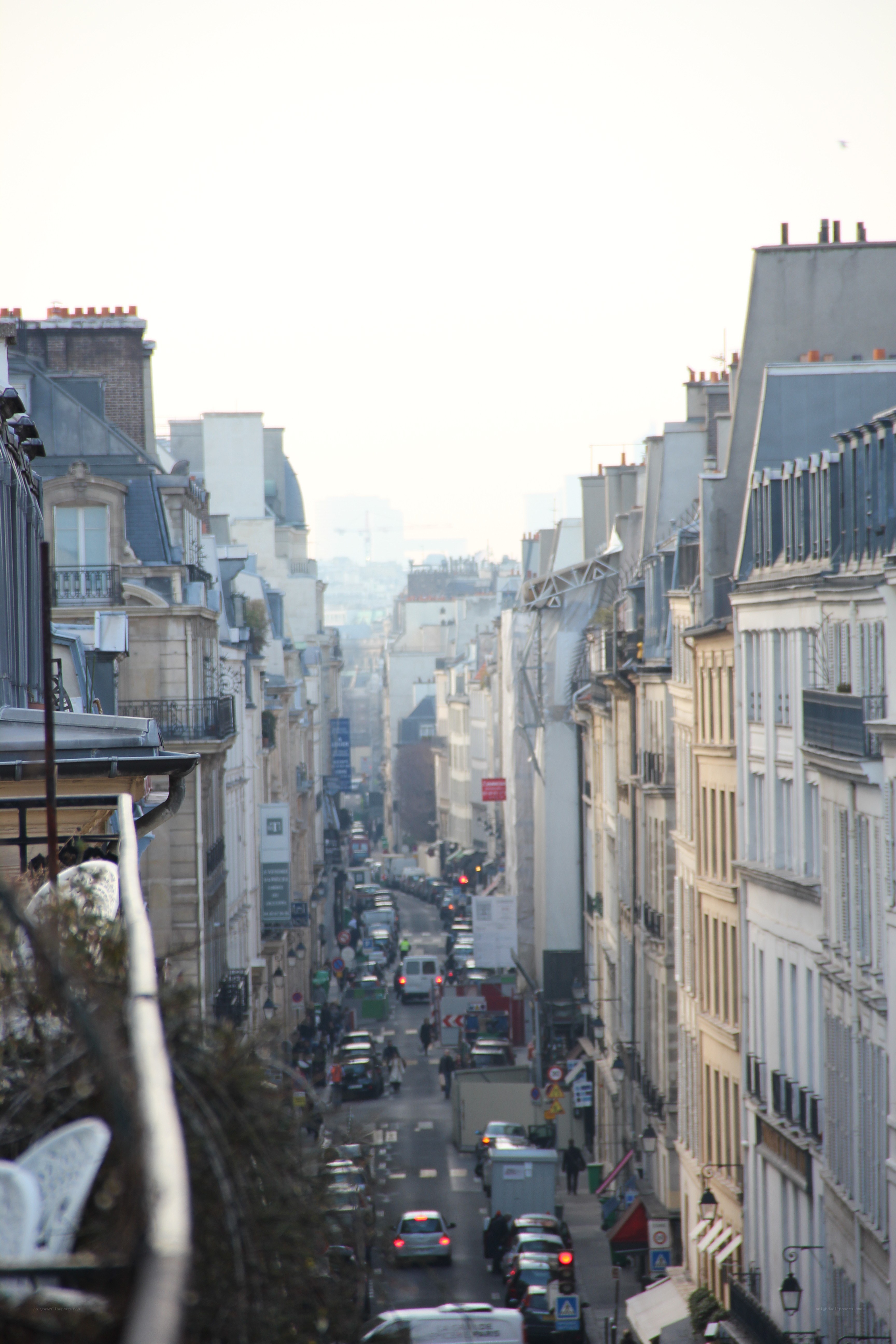 Paris street view from balcony
