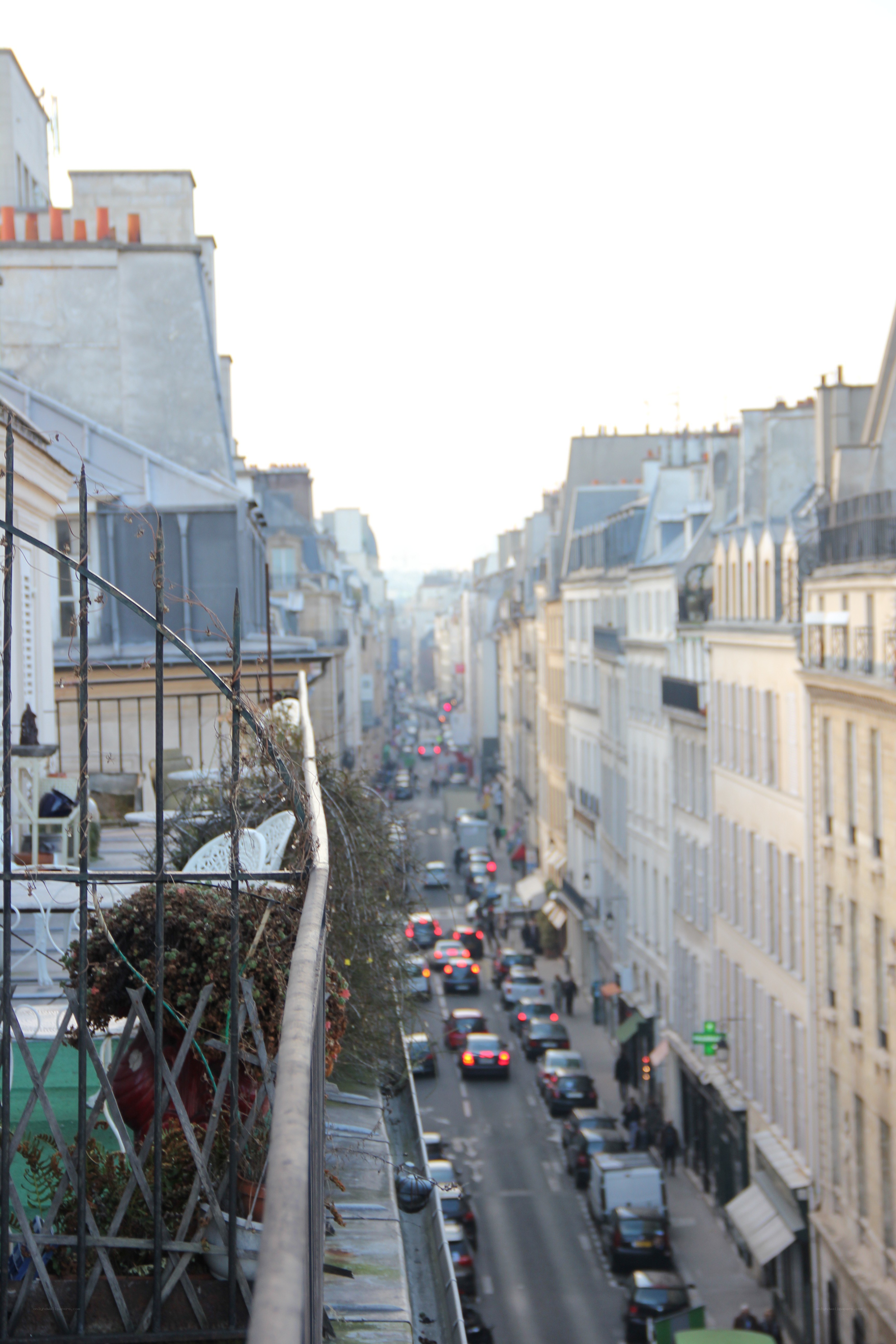 Paris street view from balcony