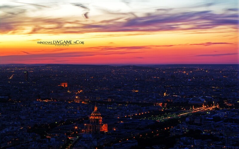 Paris sunset cityscape
