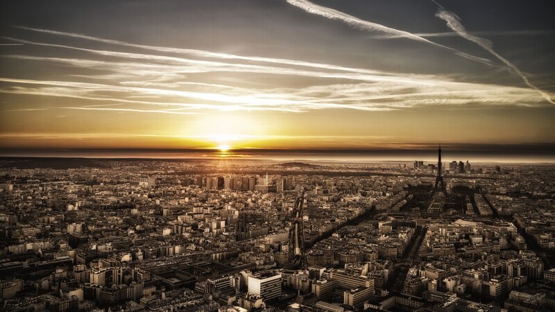 Paris sunset with Eiffel Tower