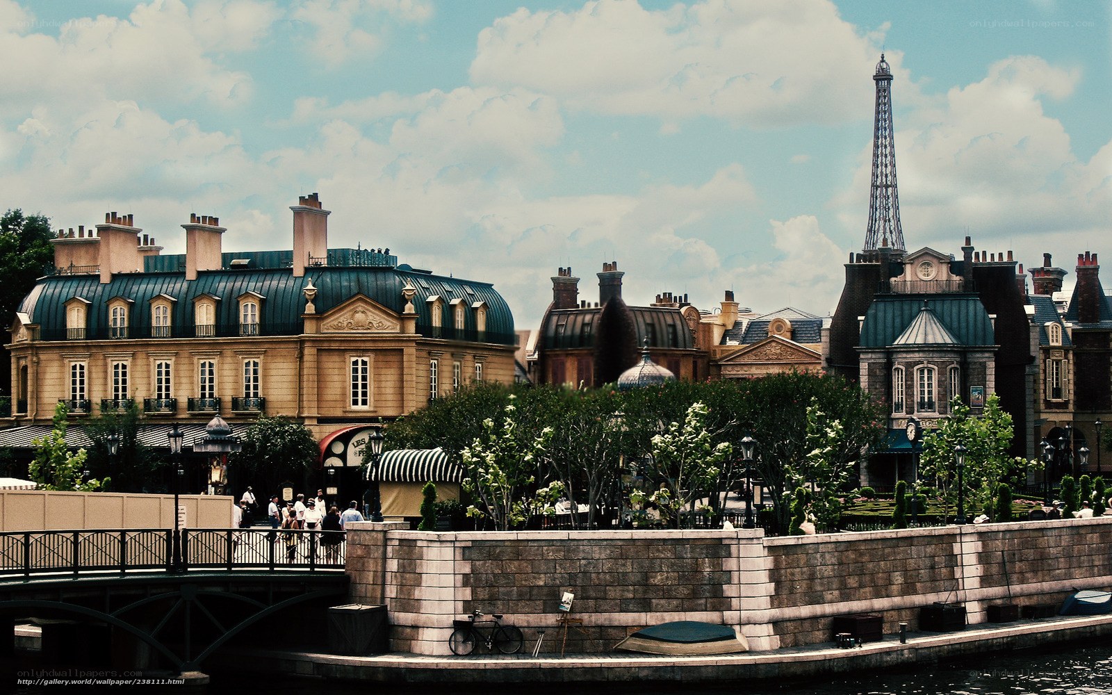 Paris-themed park scene