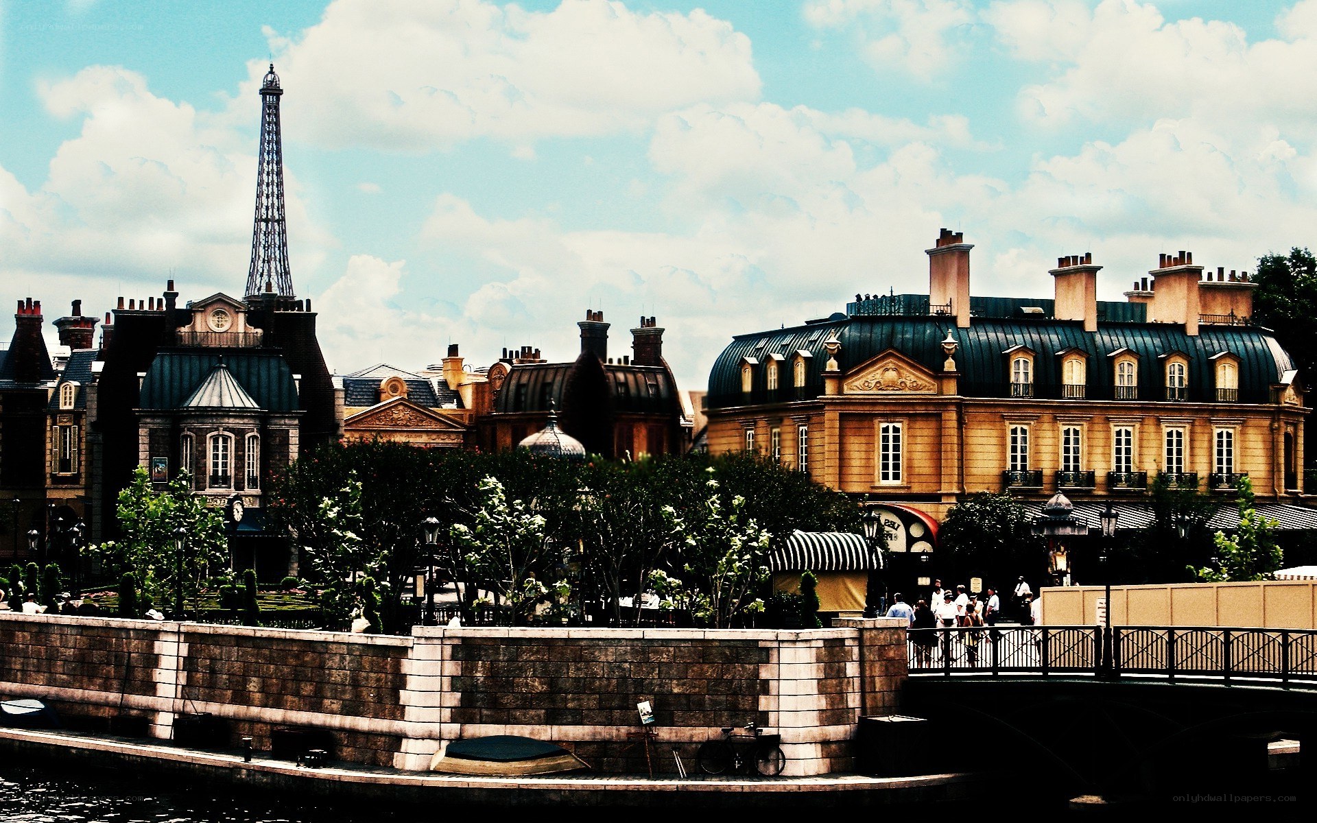 Paris-themed park with Eiffel Tower