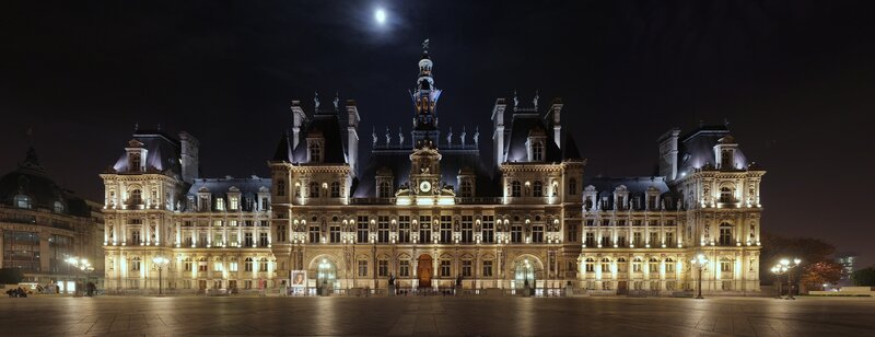 Paris town hall at night