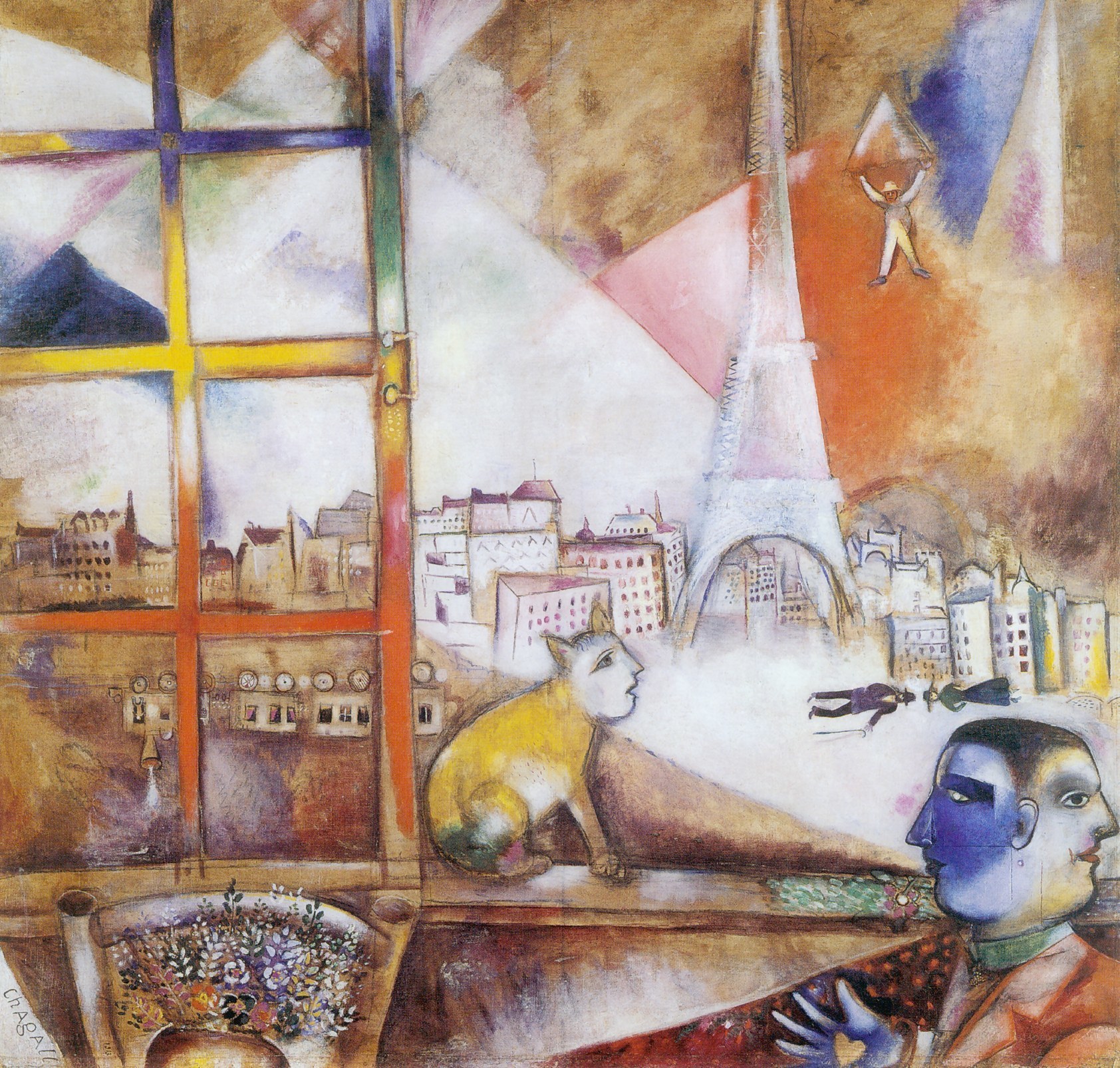Paris Window View with Cat