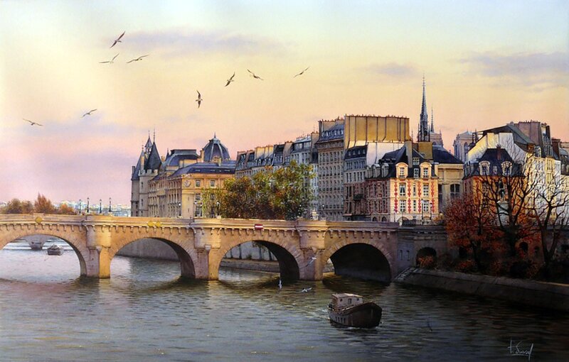 Parisian Bridge at Dusk
