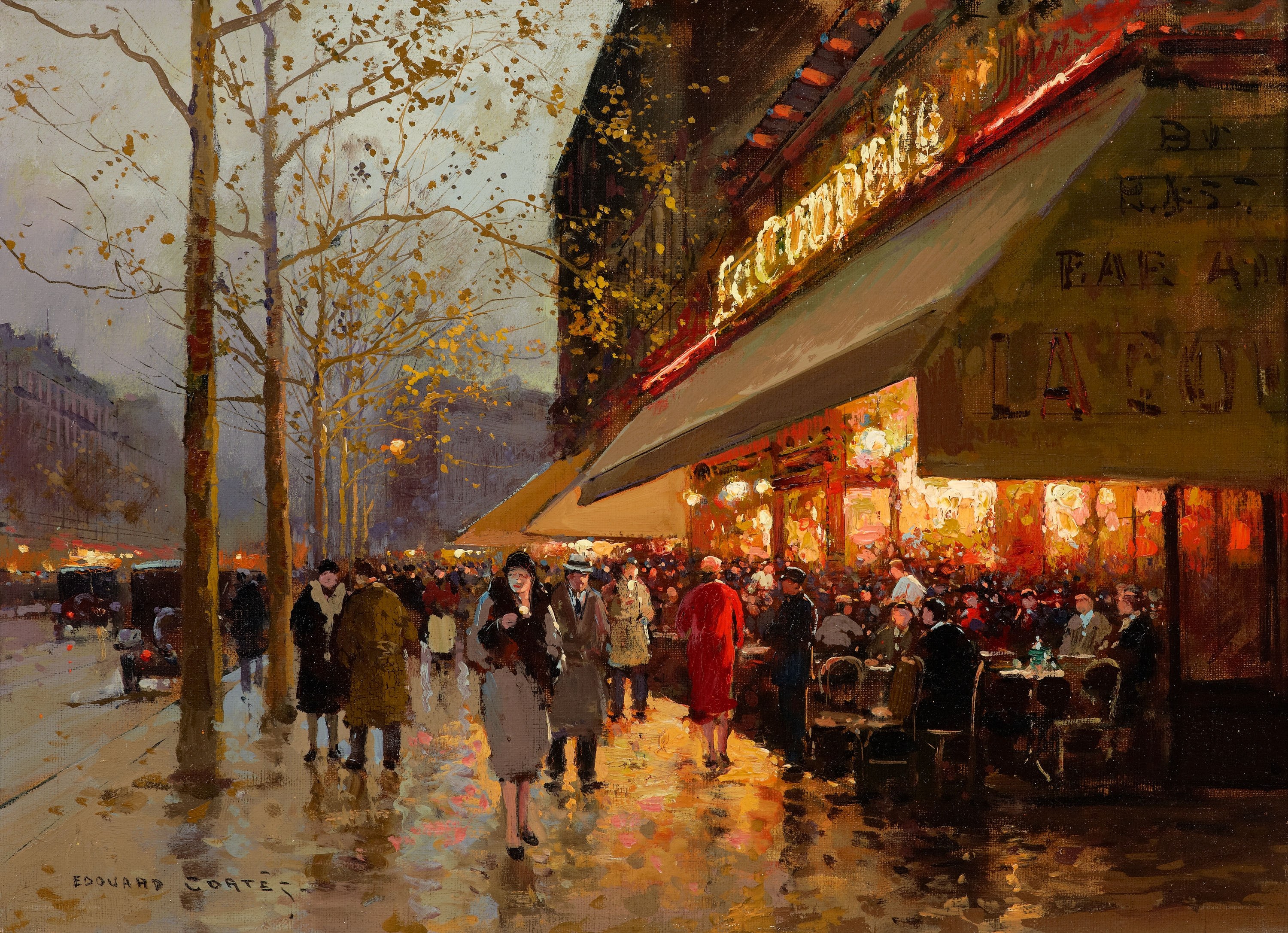Parisian Cafe at Dusk