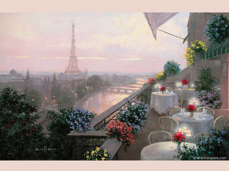 Parisian Cafe Terrace — Pink
