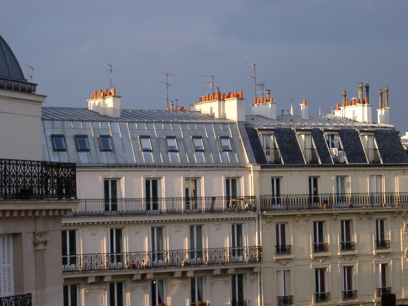 Parisian rooftops at dusk