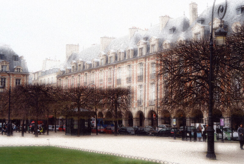 Parisian square with historic buildings