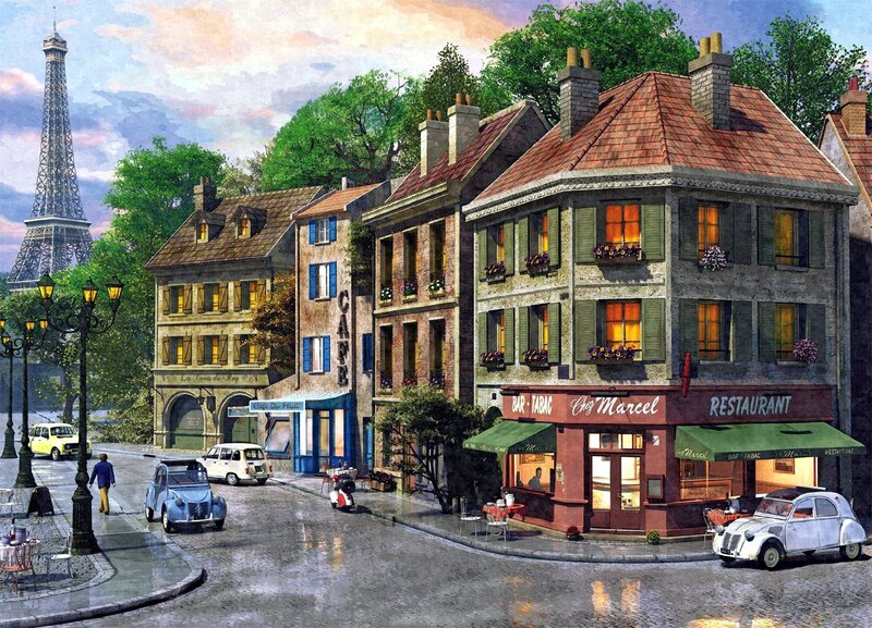 Parisian Street Scene — Blue, Peaceful