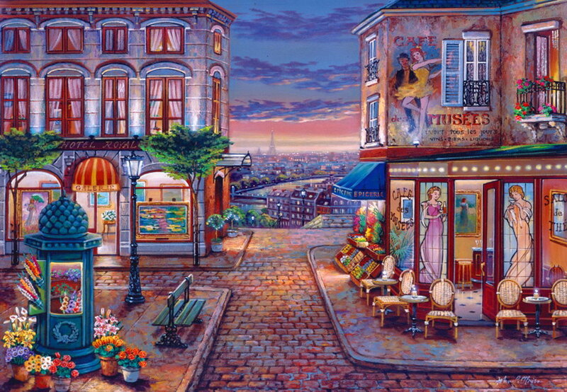 Parisian Street Scene — Blue