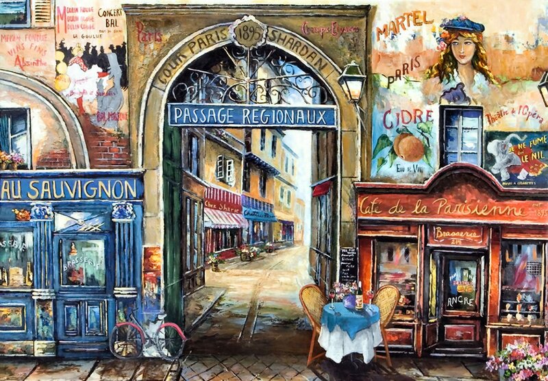 Parisian Street Scene — Blue, Vibrant, Afternoon