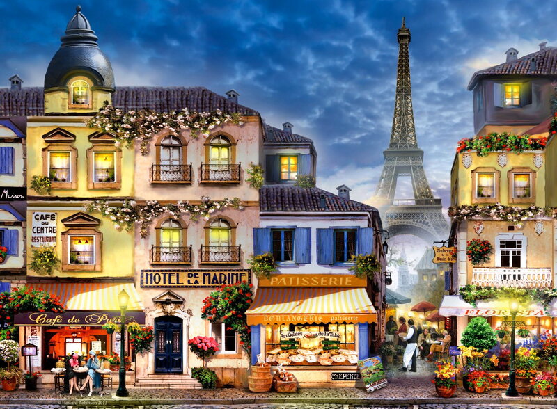 Parisian Street Scene — Yellow, Dramatic
