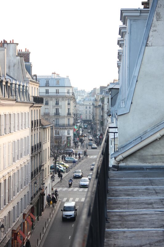 Parisian street view from balcony