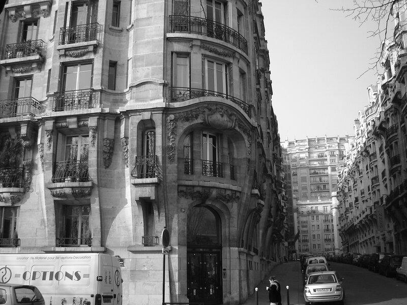 Parisian street with ornate building