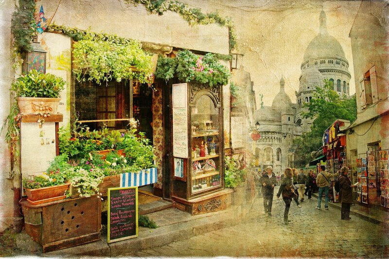 Parisian street with Sacre-Coeur
