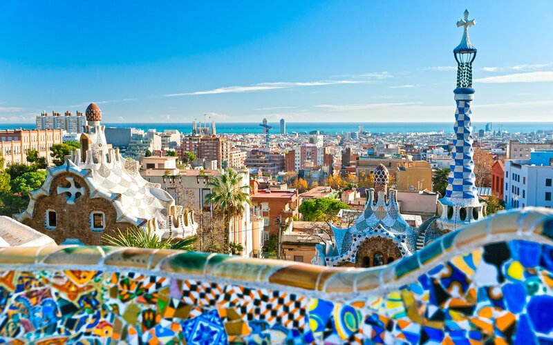 Park Güell Architecture — Blue, Serene, Afternoon